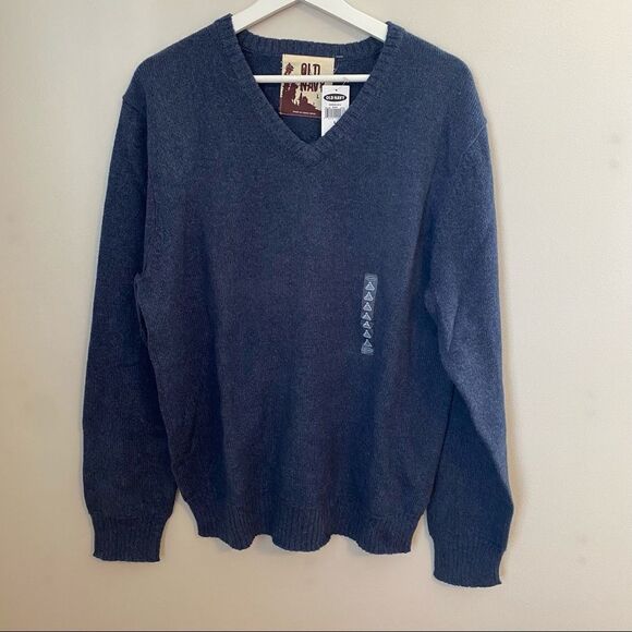 Old Navy Sweater Long Sleeve Blue Knit V-Neck Business Casual Y2K Solid Neutral - Picture 1 of 10